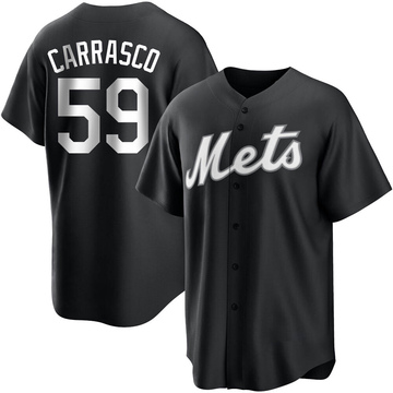 Carlos Carrasco Men's Replica New York Mets Black/White Jersey