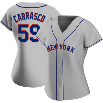 Carlos Carrasco Women's Authentic New York Mets Gray Road Jersey