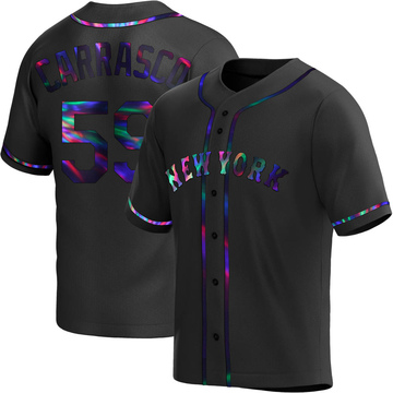 Carlos Carrasco Youth Replica New York Mets Black Holographic Alternate Jersey
