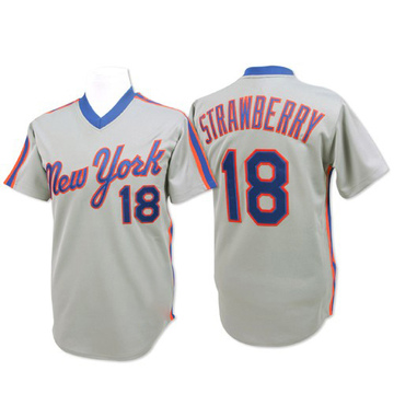Darryl Strawberry Men's Authentic New York Mets Grey Throwback Jersey