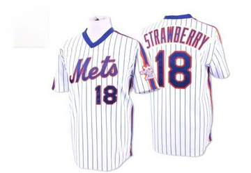 Darryl Strawberry Men's Authentic New York Mets White/Blue Strip Throwback Jersey