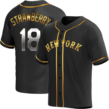 Darryl Strawberry Men's Replica New York Mets Black Golden Alternate Jersey
