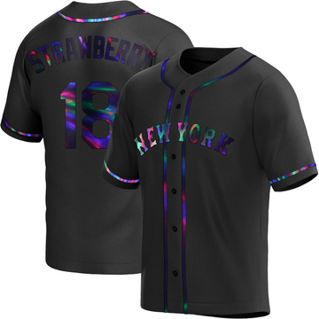 Darryl Strawberry Men's Replica New York Mets Black Holographic Alternate Jersey