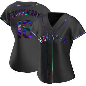 Darryl Strawberry Women's Replica New York Mets Black Holographic Alternate Jersey