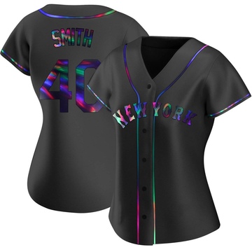 Drew Smith Women's Replica New York Mets Black Holographic Alternate Jersey