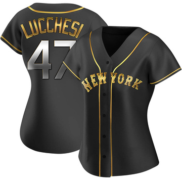 Joey Lucchesi Women's Replica New York Mets Black Golden Alternate Jersey