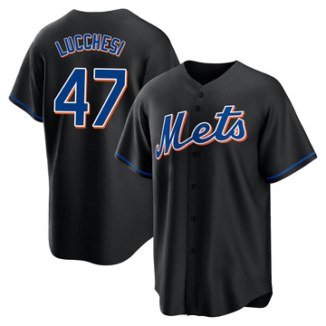 Joey Lucchesi Youth Replica New York Mets Black 2022 Alternate Jersey