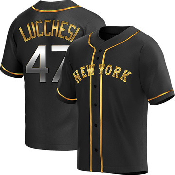 Joey Lucchesi Youth Replica New York Mets Black Golden Alternate Jersey
