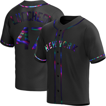 Joey Lucchesi Youth Replica New York Mets Black Holographic Alternate Jersey
