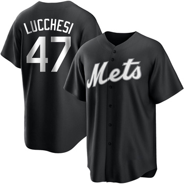 Joey Lucchesi Youth Replica New York Mets Black/White Jersey
